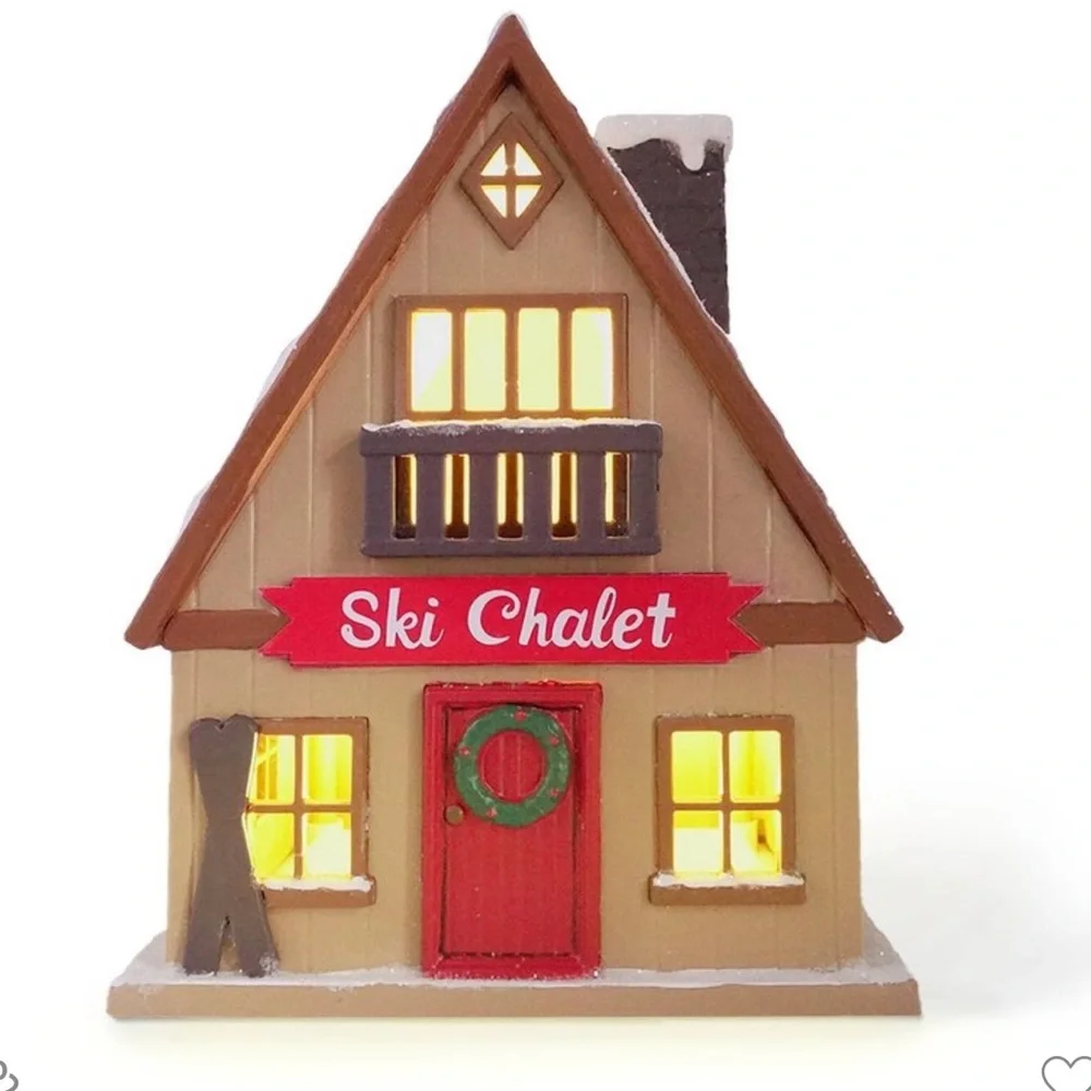 2025 Target Bullseye LED Lit Ski Chalet Cabin House Christmas Village Piece NEW